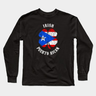 Irish Puerto Rican Pride Shamrock Puerto Rico Flag Boricua St Patricks Day Long Sleeve T-Shirt